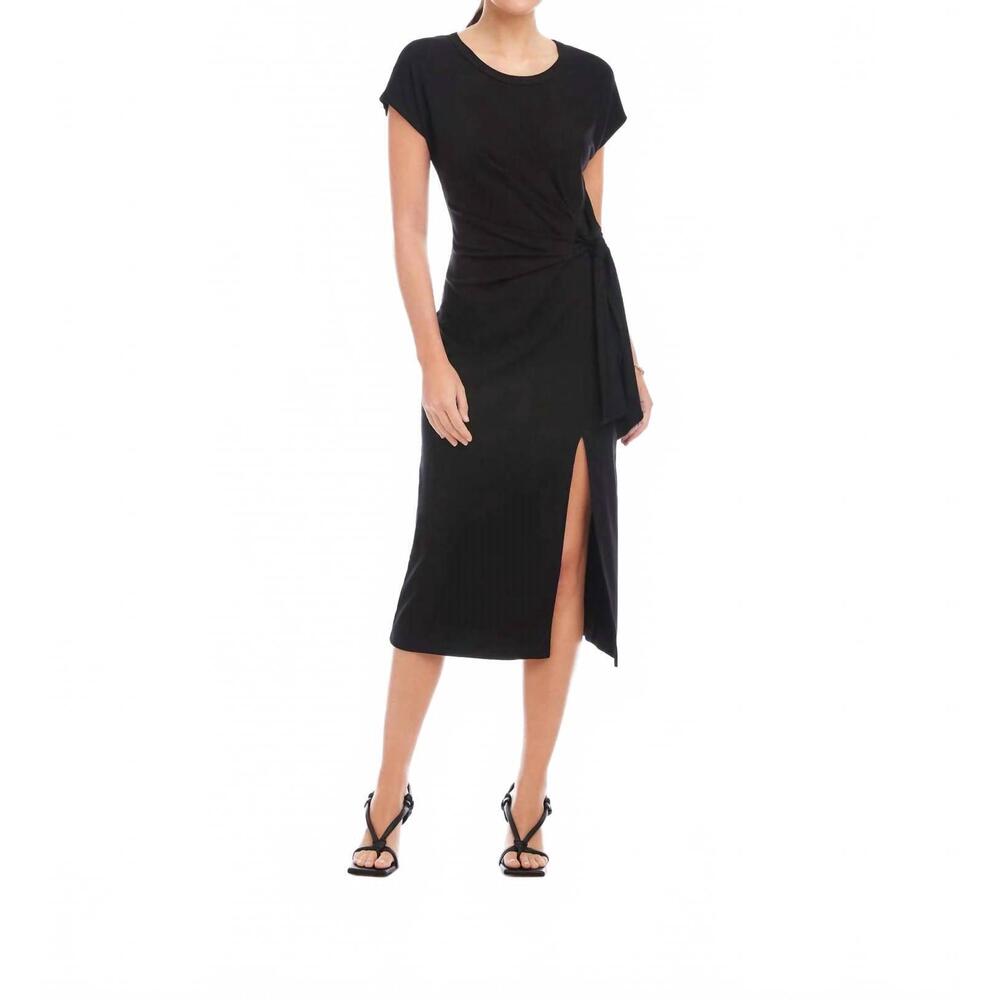 NEW FIFTEEN TWENTY marissa side-knot midi dress in black
